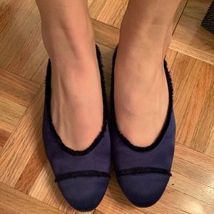 Blue silk Stuart Weitzman ballet flats